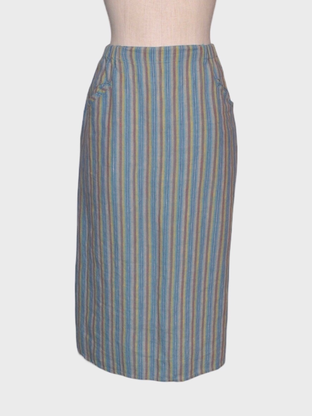 FLAX Striped Linen Midi Skirt
